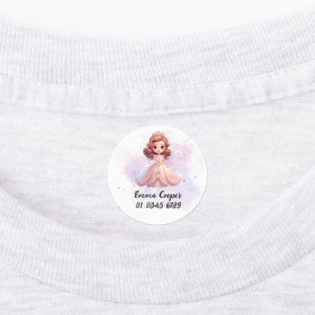 Personalized Cute Princess Name Phone Number Kids' Labels by Palettehaven at Zazzle