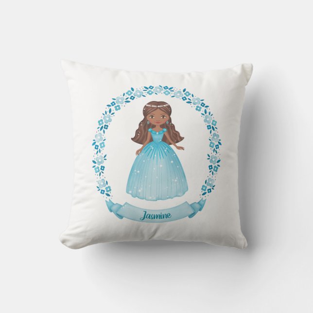 Personalized Cute Princess Throw Pillow (Front)