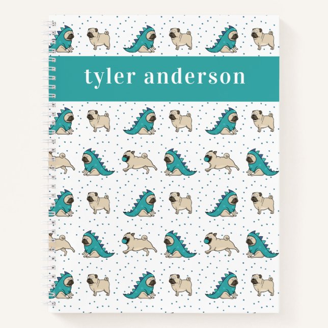 Personalized Cute Pug Dog Notebook (Front)