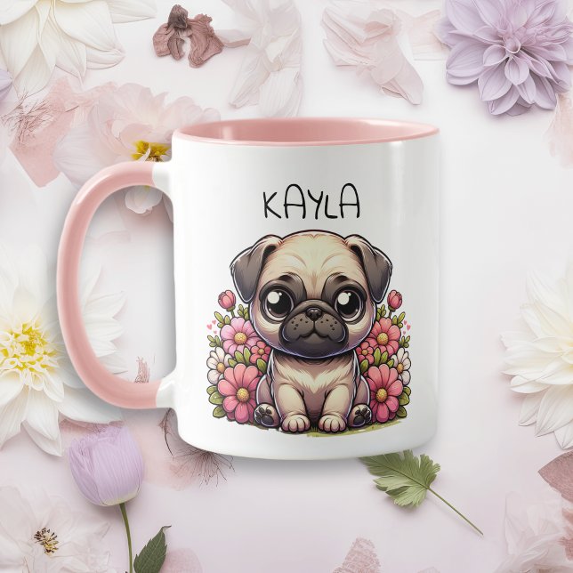 Personalized Cute Pug Puppy Dog Mug (Creator Uploaded)