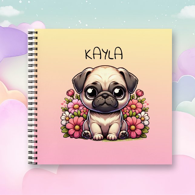 Personalized Cute Pug Puppy Dog Notebook (Creator Uploaded)