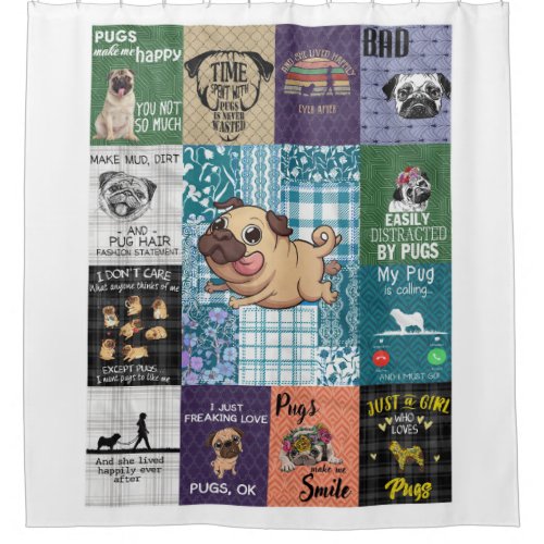 Personalized Cute Pugs Dog Lover Gifts Shower Curtain