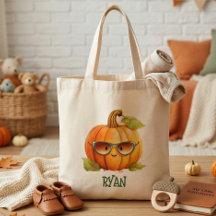 Personalized Cute Pumpkin Fall Tote Bag