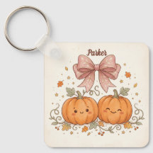 Personalized Cute Pumpkins & Pink Bow Fall
