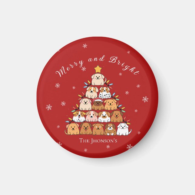 Personalized cute puppies Christmas tree dog lover Magnet (Front)