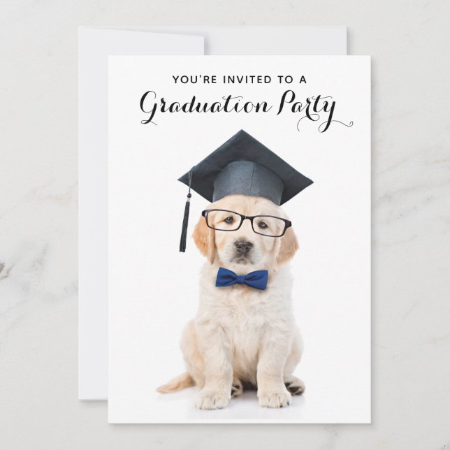 Personalized Cute Puppy Dog Graduate Graduation Invitation (Front)