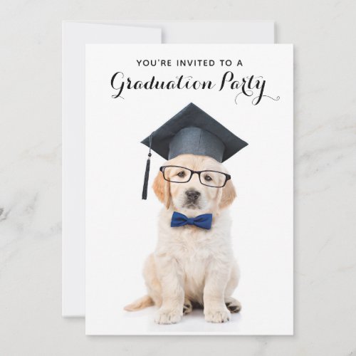 Personalized Cute Puppy Dog Graduate Graduation Invitation