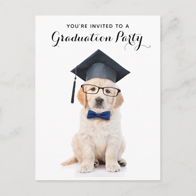  Personalized Cute Puppy Dog Graduate Graduation   Invitation Postcard (Front)