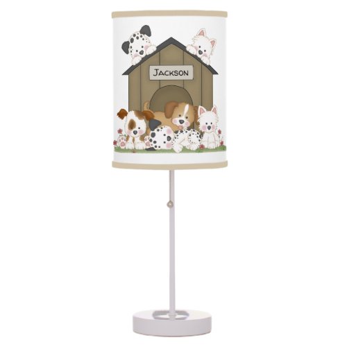 Personalized Cute Puppy Dog Kids Nursery Room Table Lamp