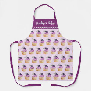 Personalized Cute Purple Cupcake Pattern Dessert Apron
