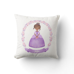 Personalized Cute Purple Ethnic Princess Throw Pillow