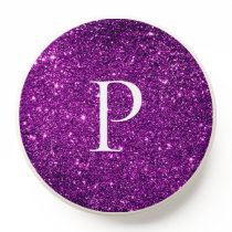 Personalized Cute Purple Glitter Elegant Monogram PopSocket