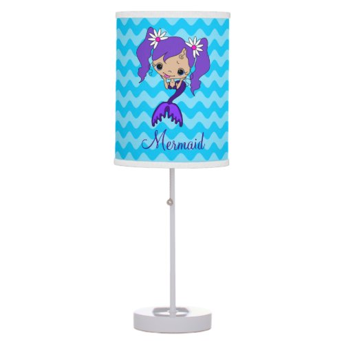 Personalized Cute Purple Mermaid Table Lamp