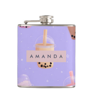 Personalized Cute Purple Pastel Bubble Tea Flask