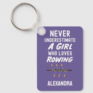 Personalized Cute Purple Rowing Girl Rower Kids Keychain