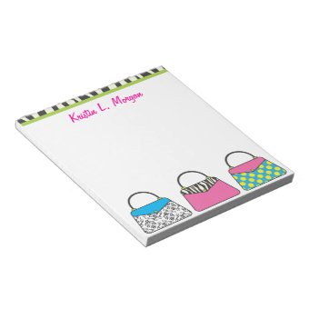 Pattern For Handbag Notepad Personalized Cute Purse Handbag Notepad | Zazzle