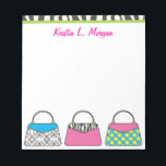 Personalized Cute Purse Handbag Notepad<br><div class="desc">The perfect gift for any fashionista! Personalize with your name or text. Other matching products available at www.gem-ann.com (Zazzle store).</div>