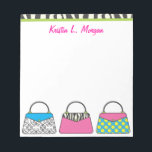 Personalized Cute Purse Handbag Notepad<br><div class="desc">The perfect gift for any fashionista! Personalize with your name or text. Other matching products available at www.gem-ann.com (Zazzle store).</div>