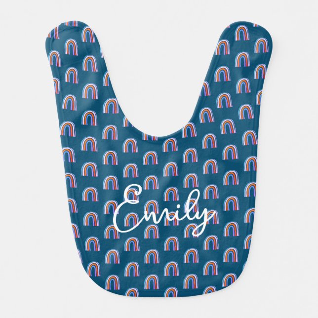 Personalized cute rainbow print baby bib (Front)