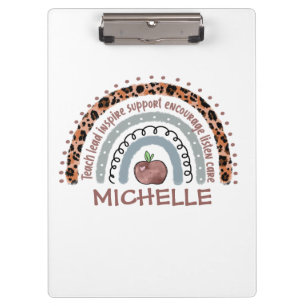 Personalized Cute Rainbow Teacher Custom Name Clipboard