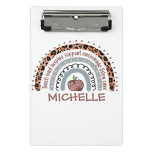 Personalized Cute Rainbow Teacher   Custom Name Mini Clipboard