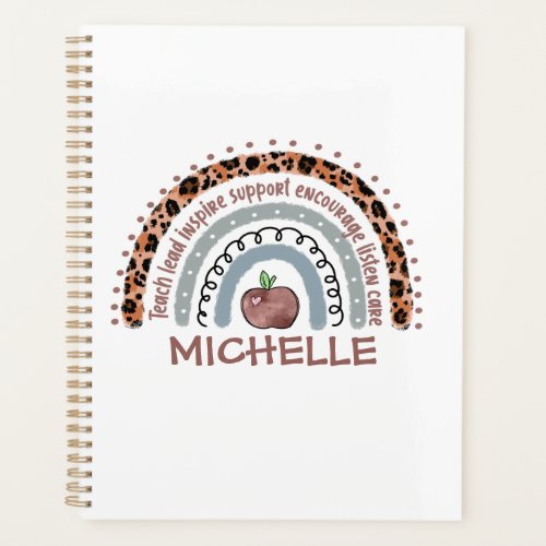 Personalized Cute Rainbow Teacher  Custom Name Planner