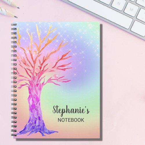 Personalized Cute Rainbow Tree Notebook