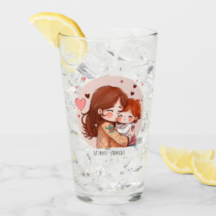 Personalized Cute Red Haired Mother and Daughter Glass
