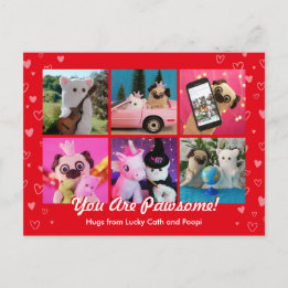 Personalized Cute Red Stylish Hearts Photo Postcard