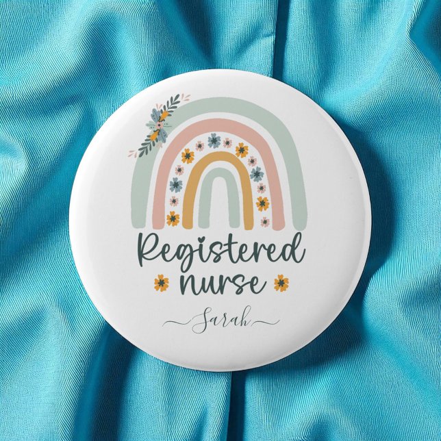 Personalized Cute Registered Nurse With Name Button (Creator Uploaded)
