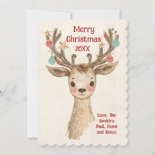 Personalized Cute Reindeer Antler Holiday Card