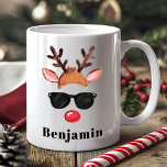Personalized Cute Reindeer Boy Christmas  Coffee Mug<br><div class="desc">Sip in Style with this Personalized Reindeer Christmas Mug. This cute girl reindeer Christmas coffee mug is the perfect personalized gift for kids, friends, and coworkers this holiday season. With a name of your choice etched on it, it's a delightful way to sip on hot chocolate, coffee, or any winter...</div>