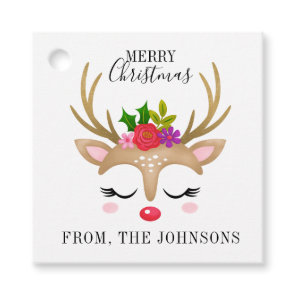 Personalized Cute Reindeer Christmas Favor Tags