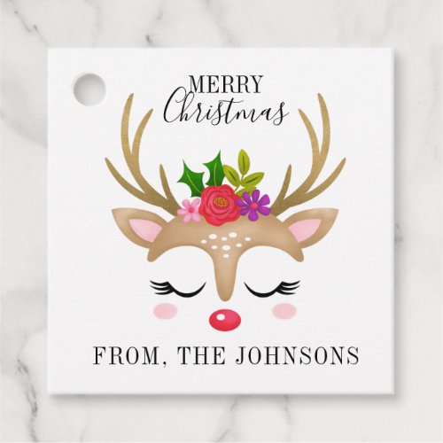 Personalized Cute Reindeer Christmas Favor Tags