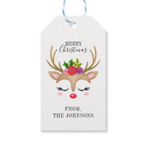 Personalized Cute Reindeer Christmas  Gift Tags