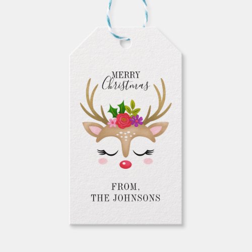 Personalized Cute Reindeer Christmas  Gift Tags