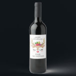 Personalized Cute Reindeer Christmas Wine Label<br><div class="desc">A cute reindeer face decorates this sticker with the words Merry Christmas. Fun for decorating Christmas gifts for neighbors. Personalize it with your name. Designed for you by Blackberry Boulevard.</div>