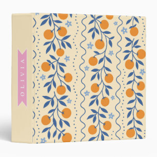 Personalized cute retro citrus folk pattern 3 ring binder
