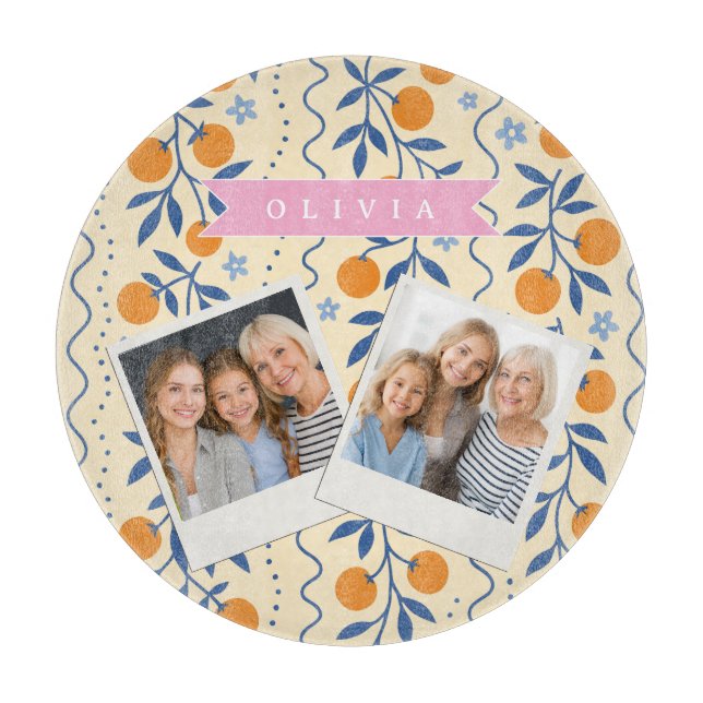Personalized cute retro citrus folk pattern cutting board (Front)