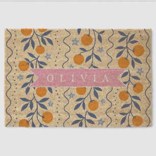 Personalized cute retro citrus folk pattern fiber doormat