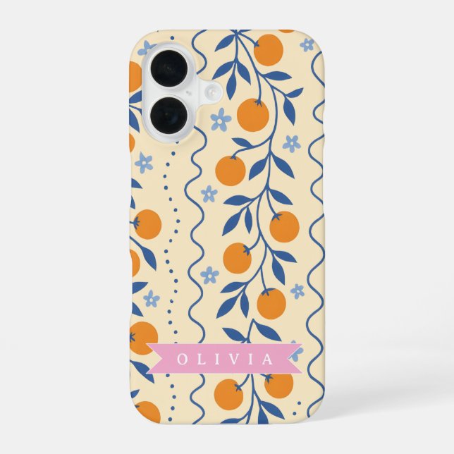 Personalized cute retro citrus folk pattern iphone case (Back)