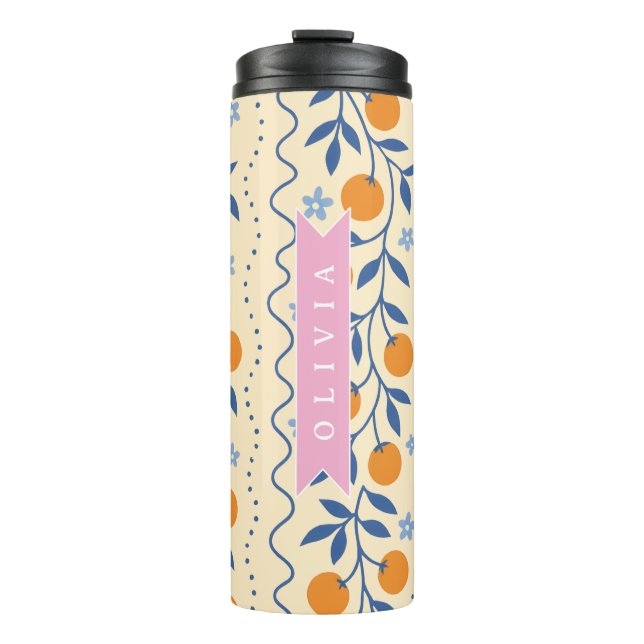 Personalized cute retro citrus folk pattern thermal tumbler (Front)