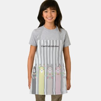 Personalized Cute Retro Colorful Llamas Apron