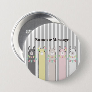 Personalized Cute Retro Colorful Llamas Button