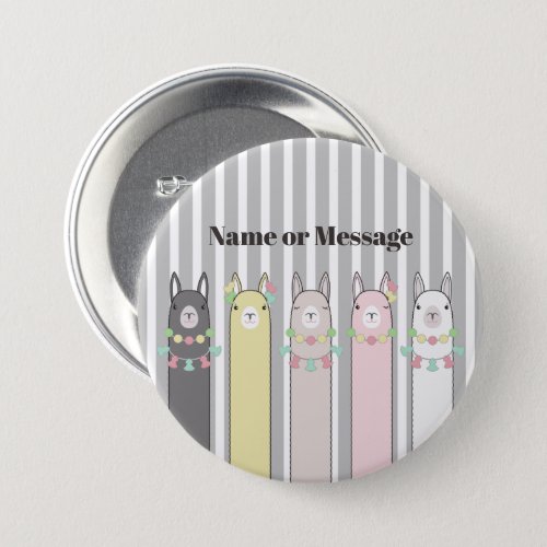Personalized Cute Retro Colorful Llamas Button