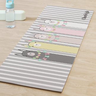 Personalized Cute Retro Colorful Llamas Girl Yoga Mat