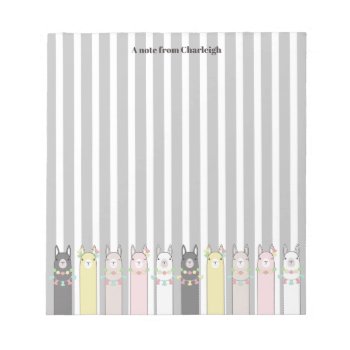 Personalized Cute Retro Colorful Llamas Girls Notepad by WindUpEgg at Zazzle