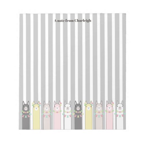 Personalized Cute Retro Colorful Llamas Girls Notepad