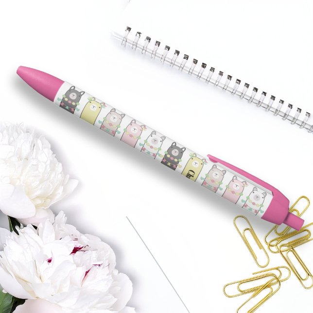 Personalized Cute Retro Colorful Llamas Girls Pen (Creator Uploaded)