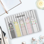 Personalized Cute Retro Colorful Llamas iPad Pro Cover<br><div class="desc">The product design features an illustration of retro colorful decorated llamas. This adorable animal design with white stripes makes a cute modern and unique kids iPad cover with personalized text and background color.</div>